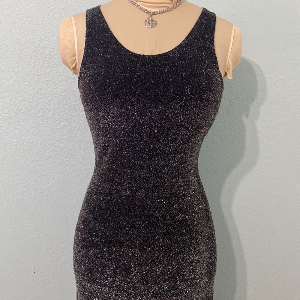 Vintage M Studio sparkle sleeveless maxi  dress with side splits size Small.